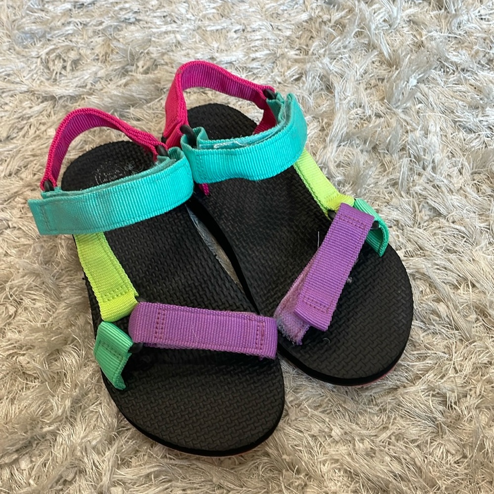 Kids Neon Multi-Color Adjustable Strappy Sandals